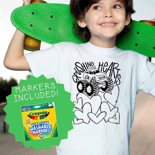 Crushing hearts coloring shirt-markers included Toddler/Youth