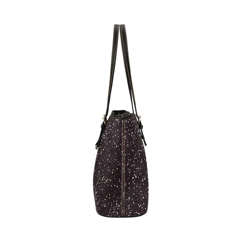 I Sought the Lord Black Glitter Leather Tote Bag (Large)