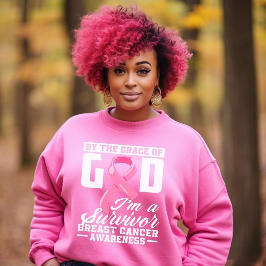 By the Grace of God I'm a Survivor Breast Cancer Awareness T-Shirt or Sweater