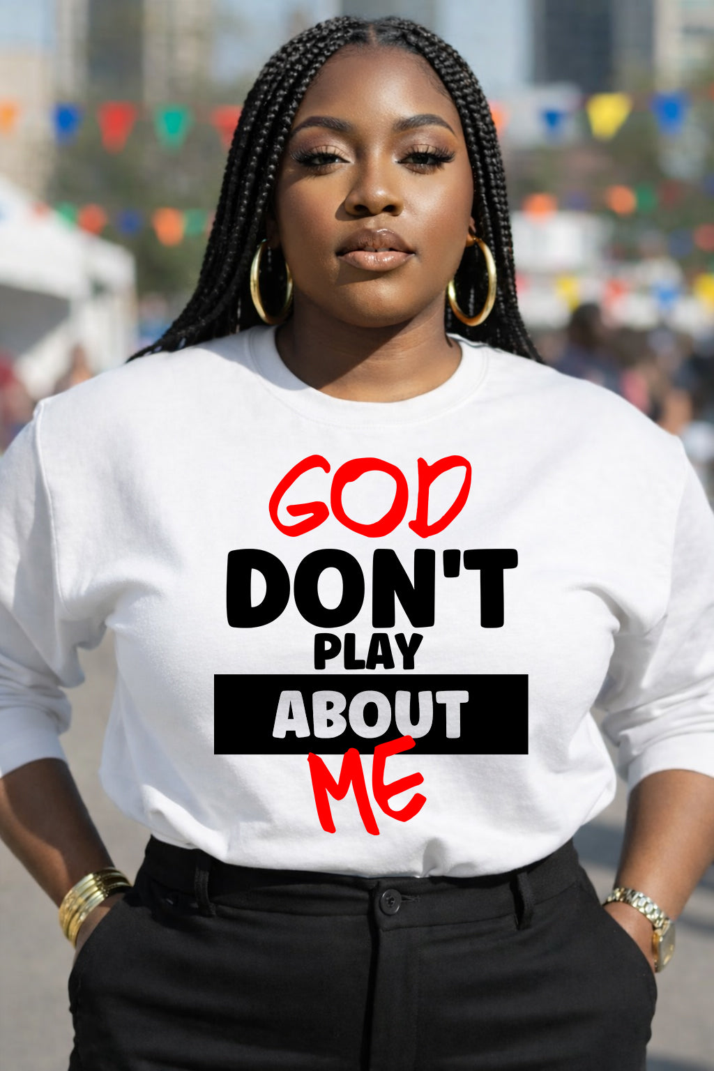 God Don't Play About Me T-Shirt (Red & Black)