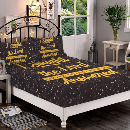 I Sought the Lord Black Glitter Queen Bed Sheet Set