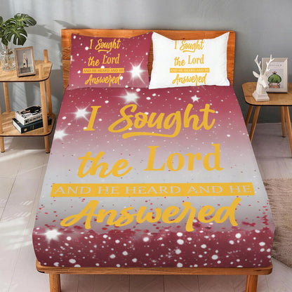 I Sought the Lord Red Starburst Queen Bed Sheet Set