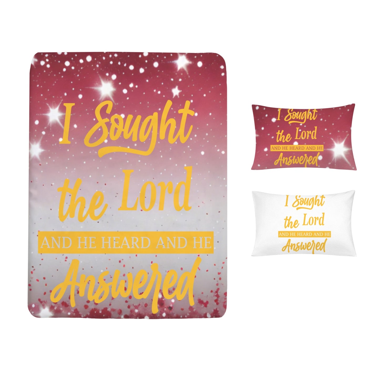 I Sought the Lord Red Starburst Queen Bed Sheet Set