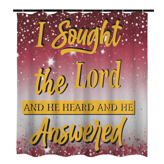 I Sought the Lord Red Glitter Shower Curtain