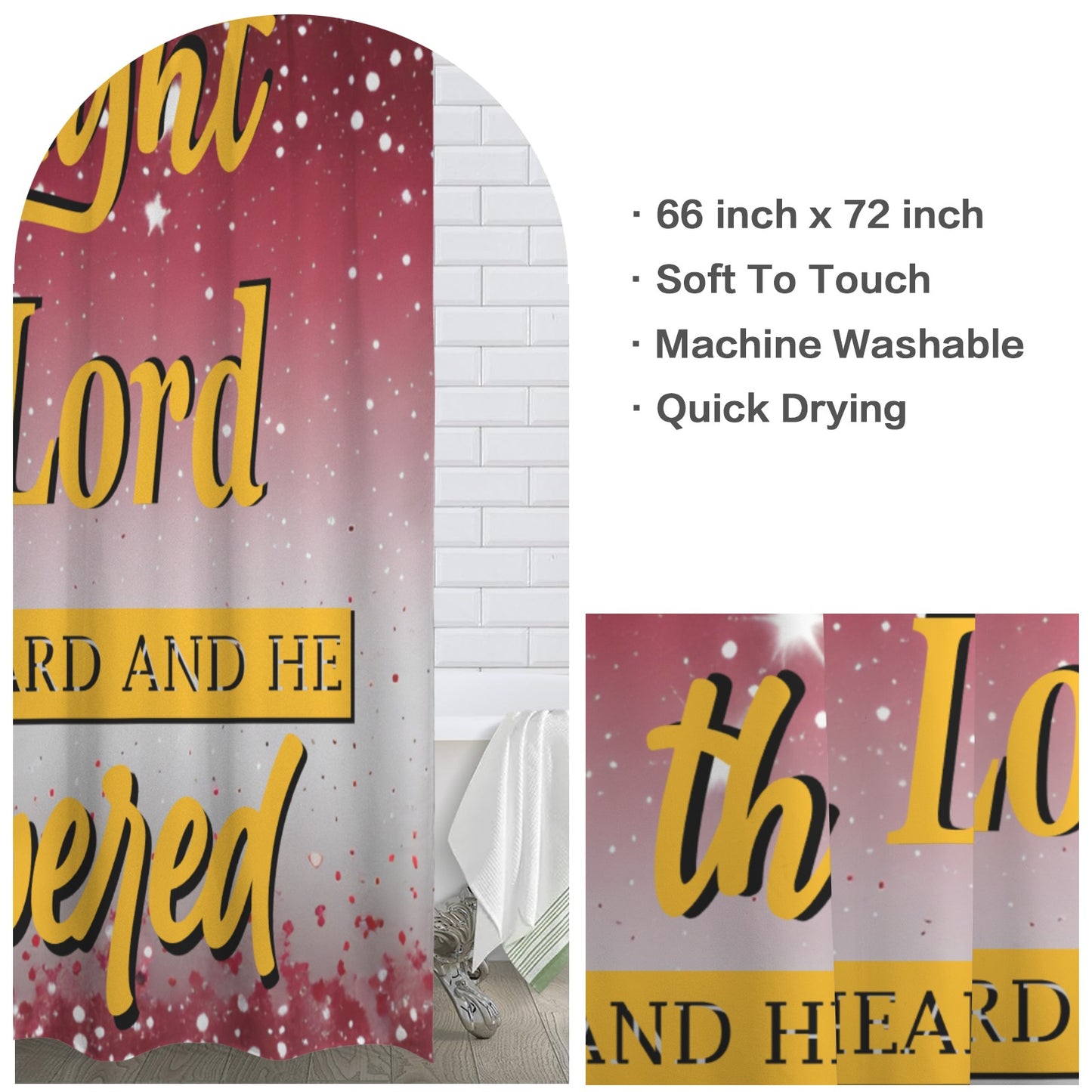 I Sought the Lord Red Glitter Shower Curtain