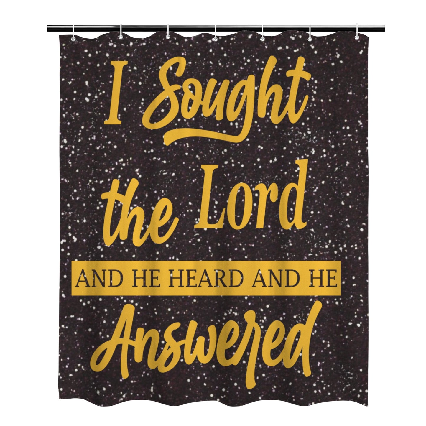 I Sought the Lord Black Glitter Shower Curtain