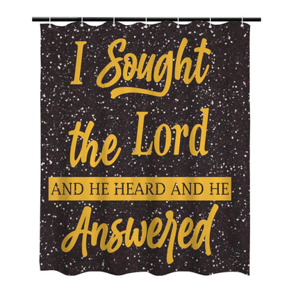 I Sought the Lord Black Glitter Shower Curtain