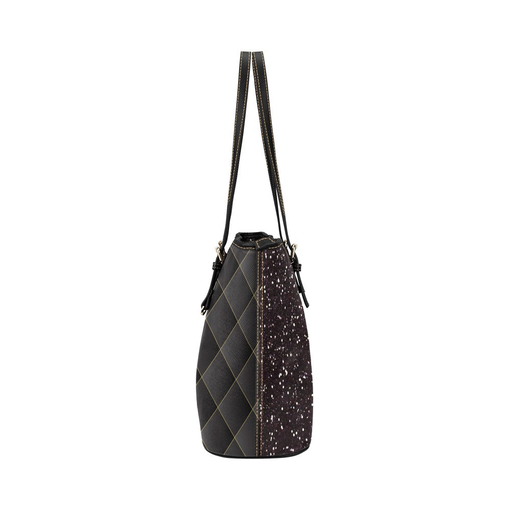 I Sought the Lord Black Quilt Leather Tote Bag (Large)