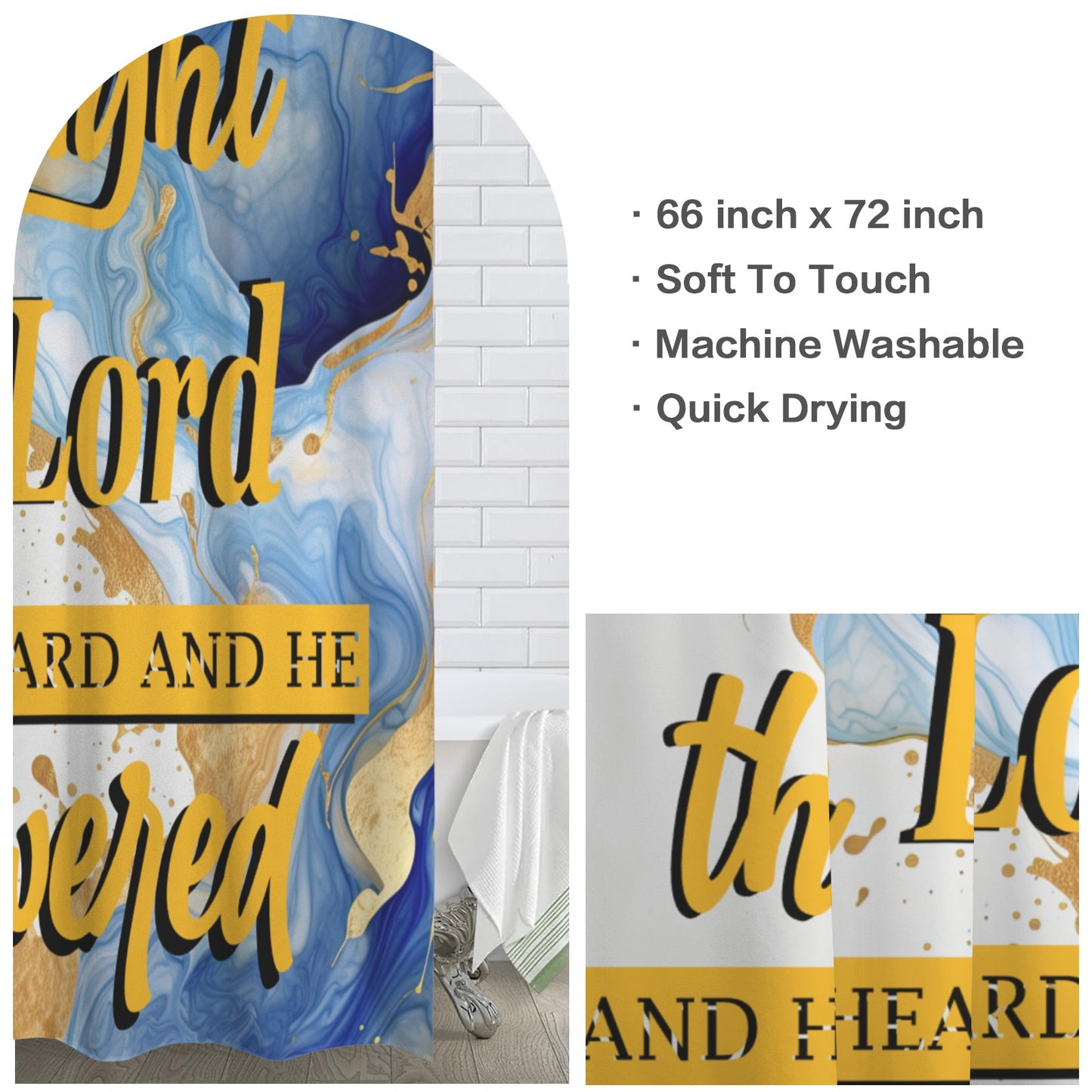 I Sought the Lord Blue Marble Shower Curtain
