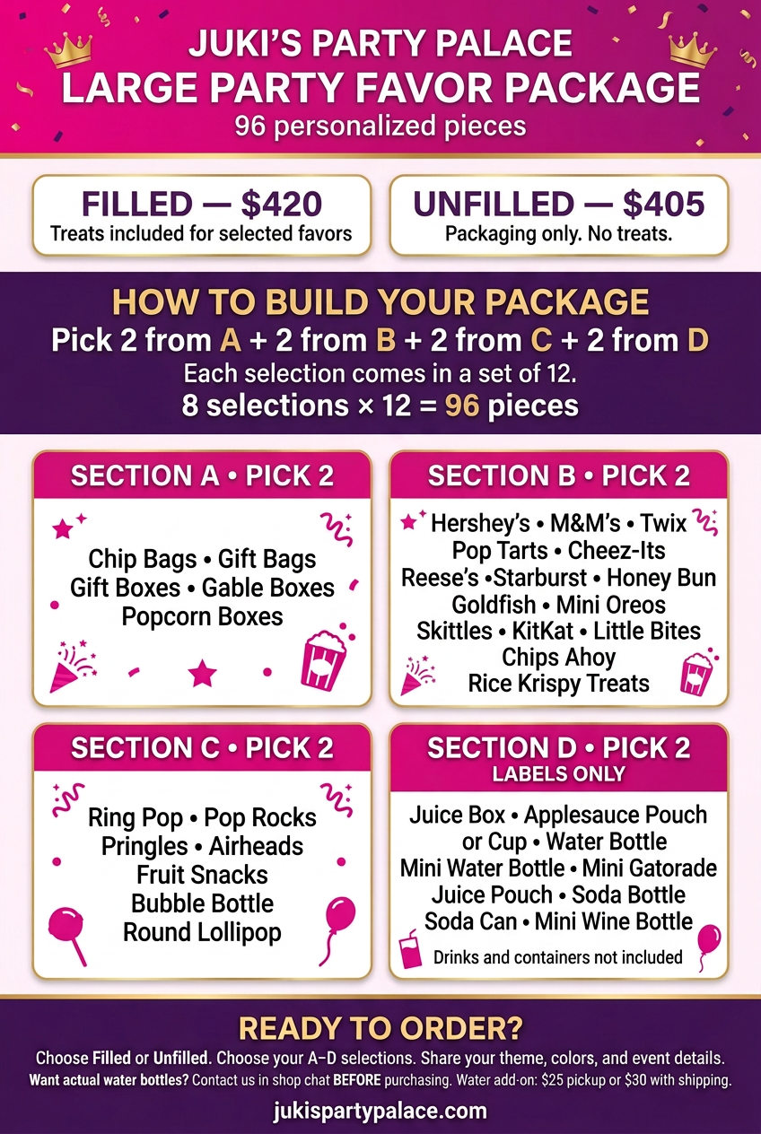 Large party favor package flyer