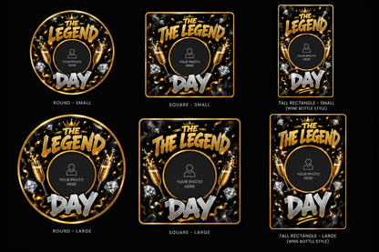 The Legend - Male 50s Party Favor Sticker Label Mockup