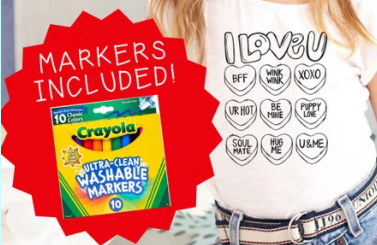 I love you coloring shirt-markers included!